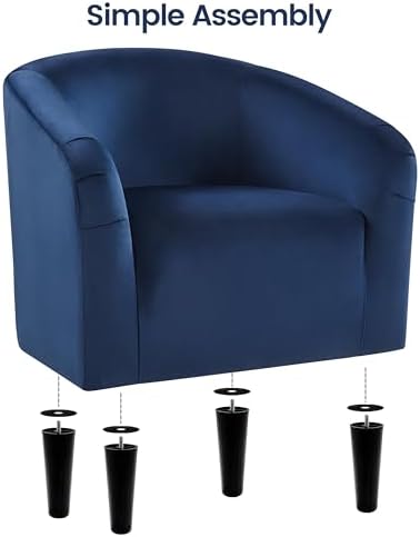 Yaheetech Small 25.5in Wide Velvet Barrel Accent Chair Bedroom, Navy Blue