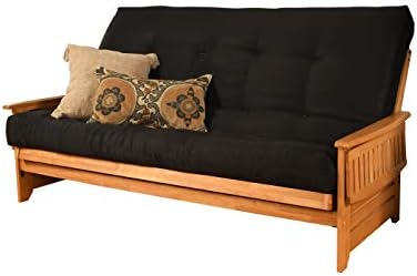 Kodiak Furniture Phoenix Queen Size Futon Set in Butternut Finish, Suede Black