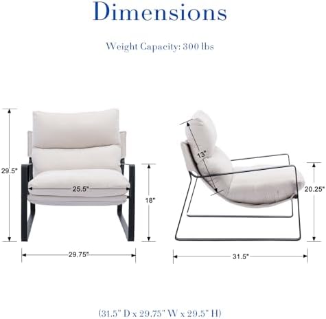 HEAH-YO Modern Accent Chair, Comfy Living Room Chair with Removable Cushion a...