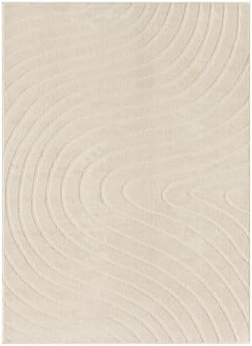 LUXE WEAVERS Modern Geometric Wave Cream 8x10 Area Rug