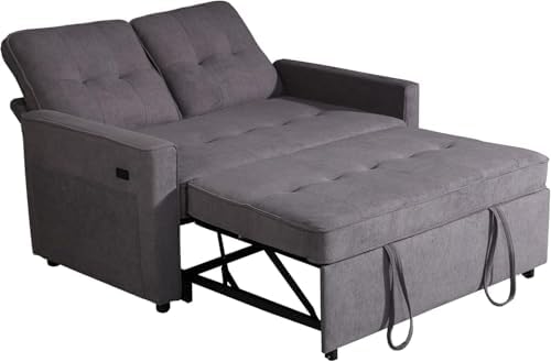 Actinidia 3 in 1 Convertible Sofa Bed, 53" Modern Loveseat Sleeper Sofa ...