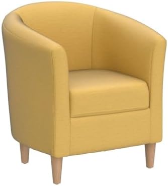 DAZONE Accent Chair with Ottoman, Modern Barrel Armchair Mustard Yellow