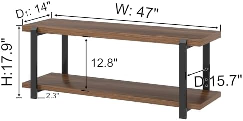 FOLUBAN Entryway Bench with Shoe Storage, Modern End of Bed Bench, Wood and M...