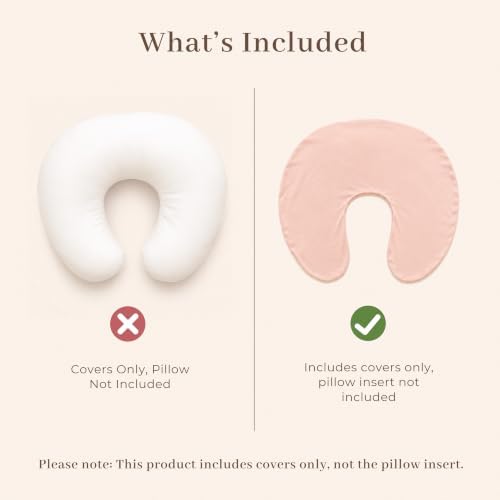 Konssy 2 Pack Nursing Pillow Covers, Soft Stretchy Cover for Breastfeeding | Covers Only, Milk Silk Fabric, Breathable & Machine Washable, Slipcovers for Newborn Baby Boy Girl, (Pink Spring,pink)