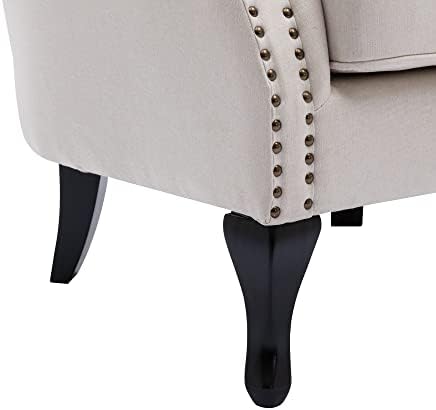 Mid Century Modern Accent Chair Upholstered Armchair Comfy Linen Fabric Singl...