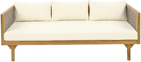 Merax 67.5" Outdoor Patio Daybed 3 Seater Sofa Bed,Acacia Wood Frame wit...