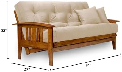 Westfield Futon Set - Full Size, Frame, 8" Mattress, Twill Khaki Cover