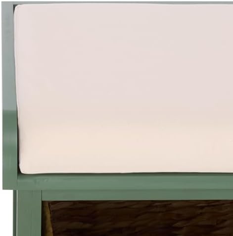 SAFAVIEH Furniture - Freddy 2-Basket Storage Bench - Dusty Green - Solid Wood...