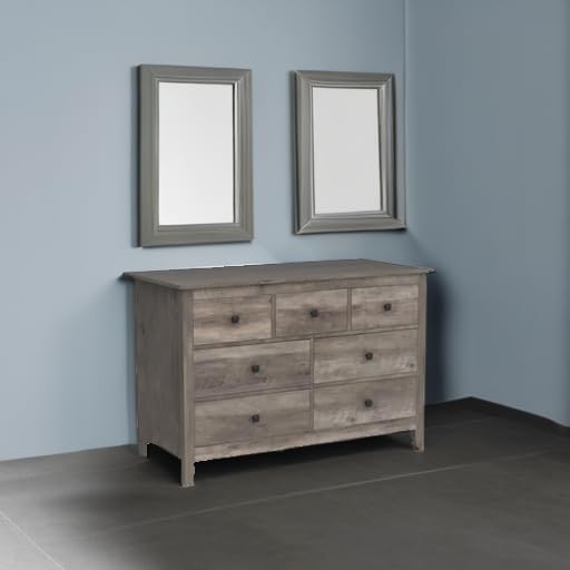 Vikiullf 7 Drawer Dresser - Wooden Bedroom Dressers, Grey Storage Drawers Cab...