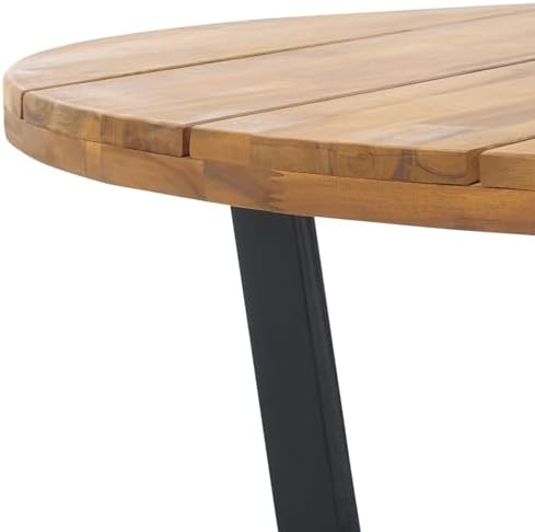 SAFAVIEH Outdoor Leo Wood Coffee Table, 39.4" Natural/Black PAT7319B