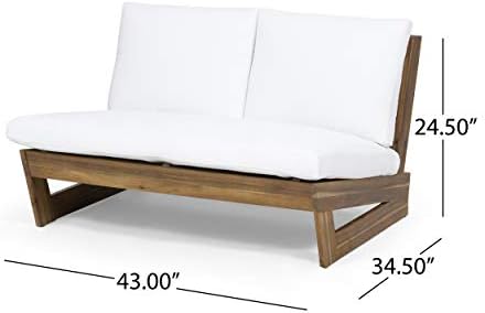 Great Deal Furniture Kaitlyn Outdoor Acacia Wood Loveseat with Cushions, Teak...