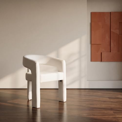 VESCASA Faux Leather Barrel Dining Chair with Open-Back, Upholstered Modern A...
