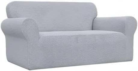Easy-Going Stretch Loveseat Couch Covers Washable Silver Gray