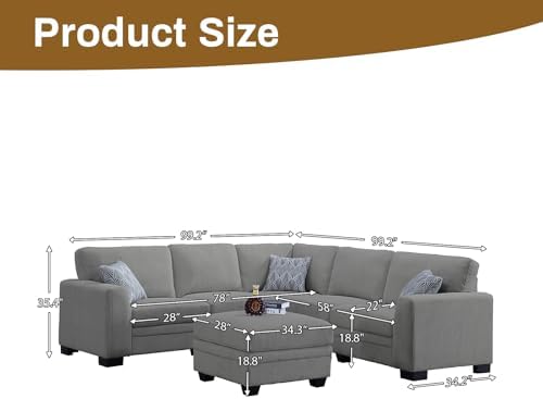 Legend Vansen Oversized Modular Sectional Sofa,U/L-Shaped Corduroy Couch with...