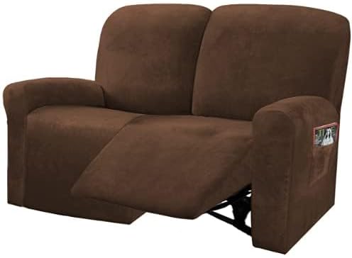 ULTICOR Reclining Love Seat Slipcover, 6-Piece Velvet Stretch Loveseat - Image 2