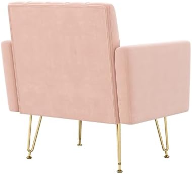 Olela Accent Chair with Arm for Living Room, Velvet Modern Armchair, Pink