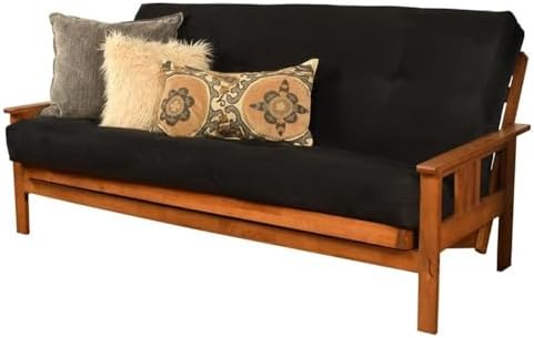 Pemberly Row 7" Full Size Futon Mattress Replacement, Suede Fabric Sleep...