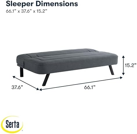Serta Fairwood 66.1" Convertible Futon Sofa, Short Twin Size, Modern Boh...