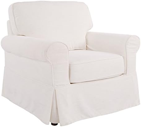 OSP Home Furnishings Ashton Rolled Arm Chair with Slipcover, White