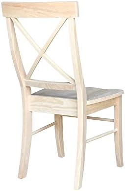 IC International Concepts Set of 2 X-Back Solid Wood Chairs, Unfinished