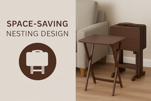 Ergode Folding TV Tray Set of 5, Espresso