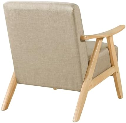 Lexicon Mid Century Modern Accent Chair, Natural Wood Frame, Light Brown