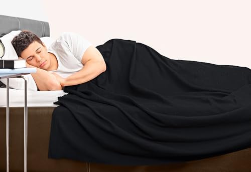 Utopia Bedding 100% Cotton Thermal Blanket Black Twin, 90x72 Inches