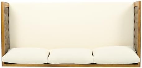 Merax 67.5" Outdoor Patio Daybed 3 Seater Sofa Bed,Acacia Wood Frame wit...
