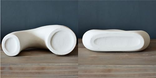 Carrot's Den Ceramic Modern Vase Set of 2, Donut Shelf Decor, Warm White