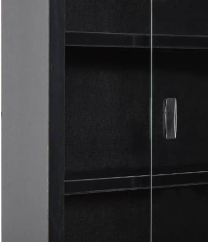 HOMCOM 5-Tier Wall Mounted Display Cabinet Glass Doors Black