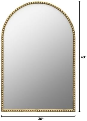 Arched Wall Mirror for Bathroom, 30"x40" Metal Beaded Frame Decorat...