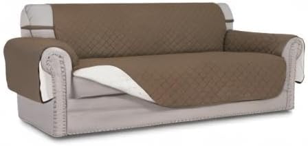 Easy-Going Reversible Couch Cover, 4 Seater Sofa, Camel/Ivory