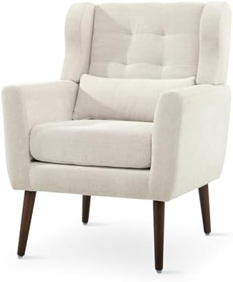cinkehome Accent Arm Chairs for Living Room, Chenille Upholstered Mordern Arm...