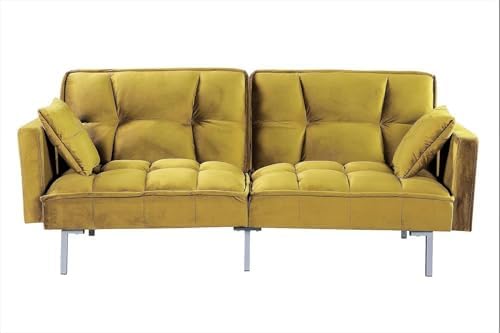 Container Furniture Direct Regal 75.6" Velvet Convertible Sofa Bed - Mid...