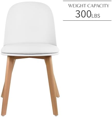 2xhome Modern Armless Dining Chair | Plastic Shell with PU Leather Cushion Pa...