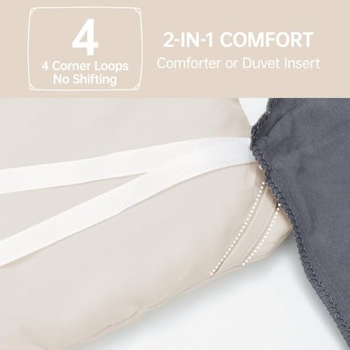 MUXHOMO Oversized King Comforter Set, 3-Piece All-Season Bedding, Beige