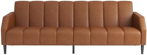 Fadware Faux Leather Couch, Convertible Futon Sofa Bed with Adjustable Backre...