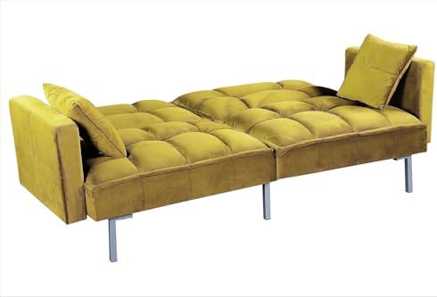 Container Furniture Direct Regal 75.6" Velvet Convertible Sofa Bed - Mid...