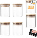 Glass Jars with Bamboo Wooden Airtight Lids 6oz 10oz Spice Jars Food Storage by Vkzylife