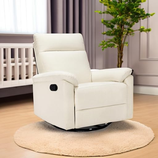 Davinci Suzy Swivel Recliner in Vanilla, GREENGUARD Gold & CertiPUR-US® C...