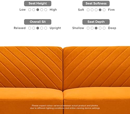 mopio 76.4" Futon (Apricot Velvet, Chevron Styled)