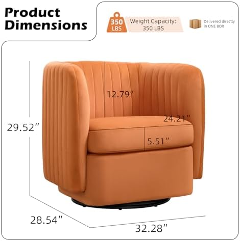 CANMOV Swivel Accent Chair, 360° Swivel Chair with Thick Padded Cushion, Swiv...