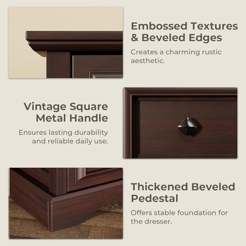 VVFLU Farmhouse 6 Drawer Dresser, 48" Tall Dresser Chest of Drawers with...