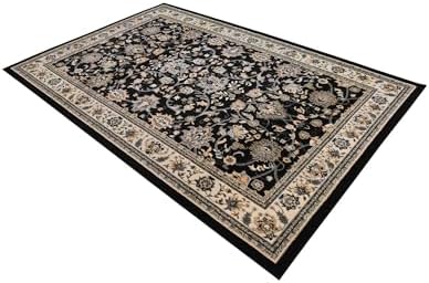 Rugs.com - Yasmin Rug – 6' 1 x 9' Black Traditional Rug – Easy-Clean ...