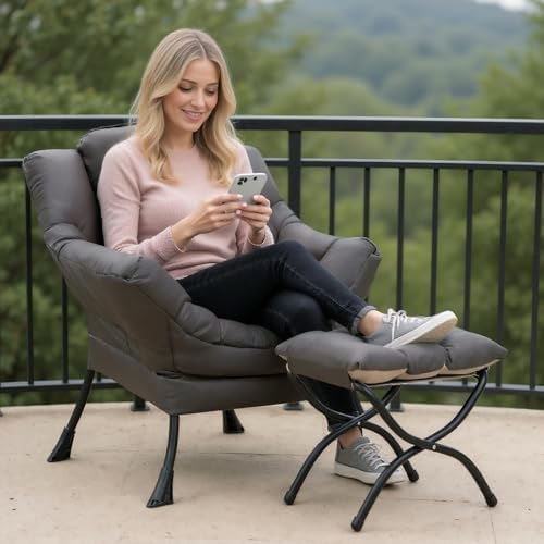 Modern Lazy Chair with Ottoman Lounge Accent Reading Chair for Living Room