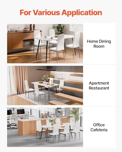 VEVOR Modern Dining Room Accent Chairs Set of 6, Upholstered Leather Side Cha...