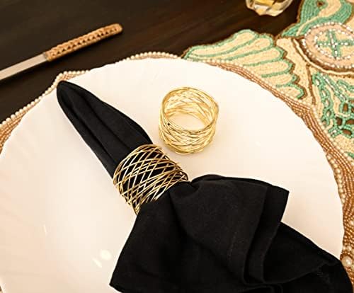 Durable Metal Iron Napkin Rings for Table Decor, Elegant Metal Table Setting Accessory, Rustic Napkin Holder for Modern Farmhouse & Everyday Dining Set of 50 (Gold) - ALPHA Living HOME