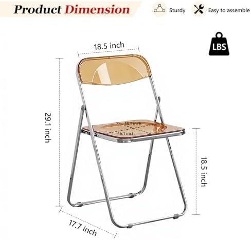 2 Pack Acrylic Folding Chair,Brown