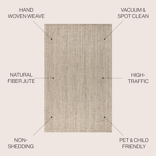 JONATHAN Y Pata Hand Woven Chunky Jute Light Ivory Indoor Area Rug, 3x5, Bohe...