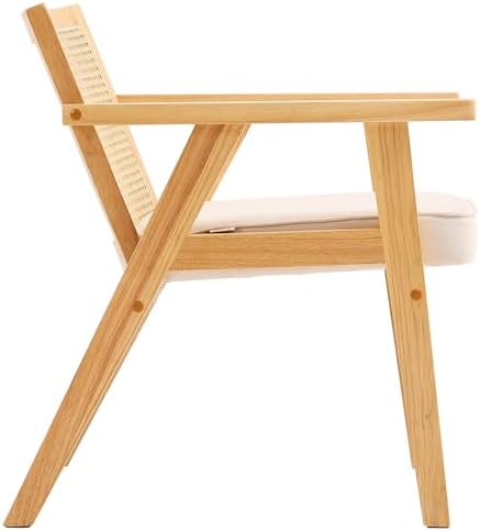 VEVOR Mid Century Modern Rattan Chair, Upholstered Velvet Accent Chair with R...
